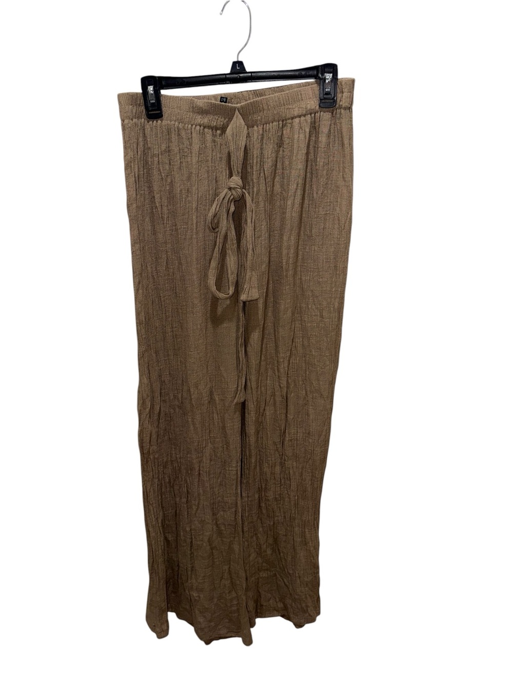 PrettyLittleThing Tan Wide Leg Vacation Pants US 12 Resort Boho - Picture 4 of 7